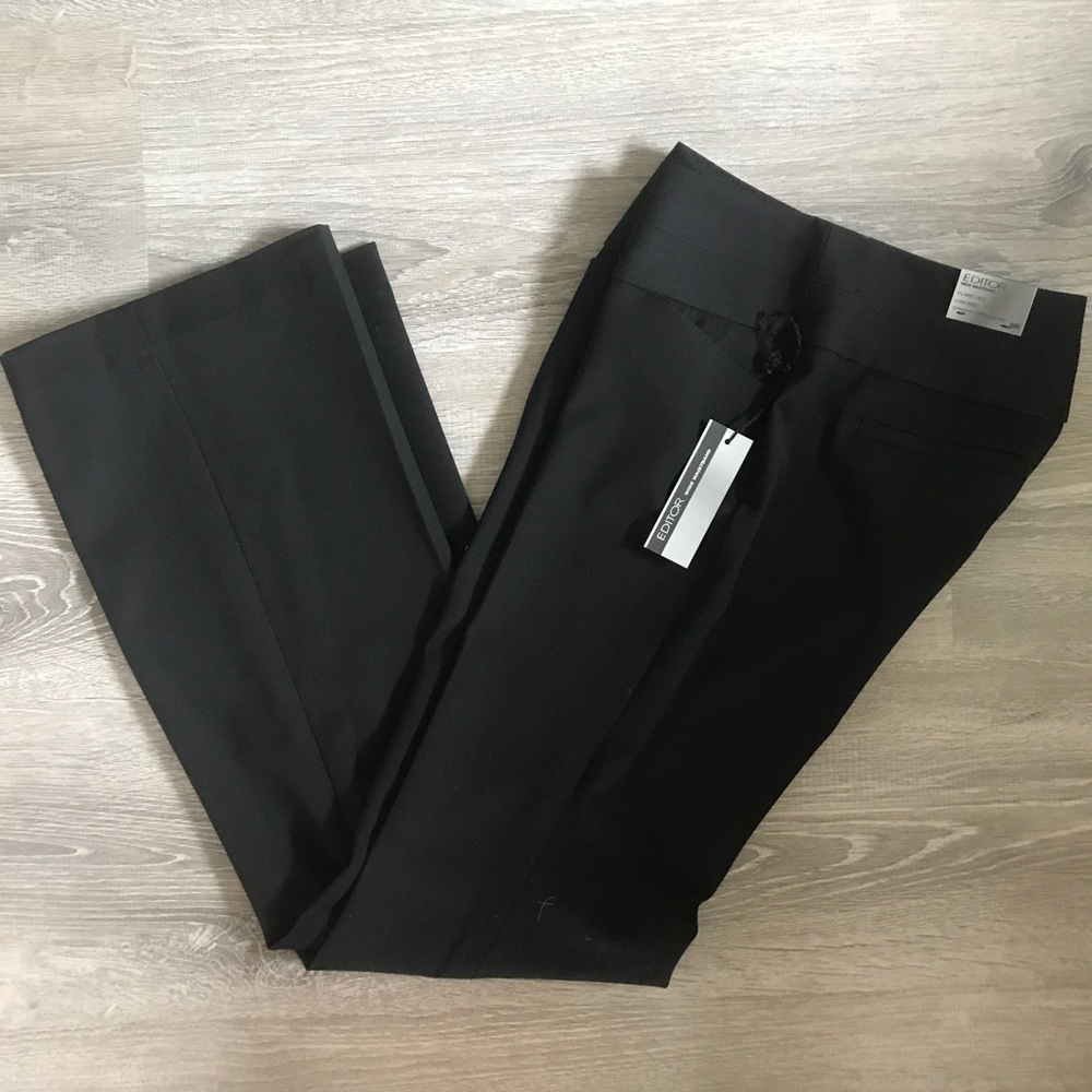 Express Wide-Waist Band Editors Black Dress Pant 0